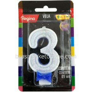 Vela Glitter Regina Nº3 Azul