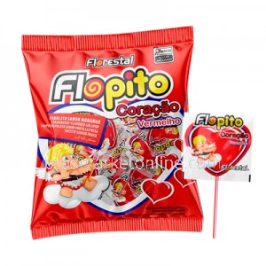 Pirulito Coração Vermelho Morango 50g Florestal